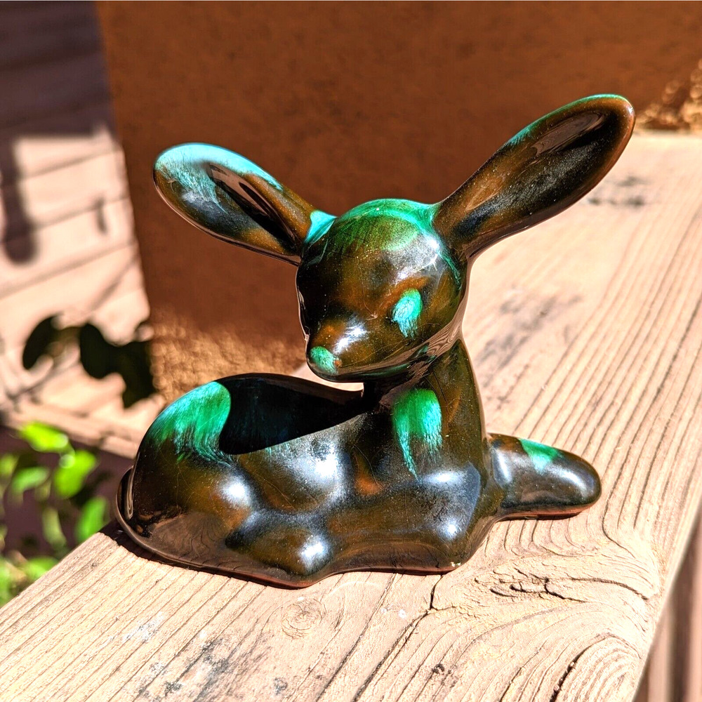 Blue Mountain Pottery Fawn Drip Glaze Blue Green Brown Redware Vintage - Picture 10 of 12